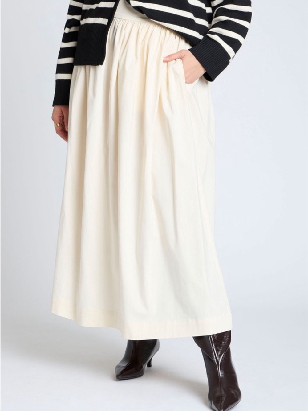 NWT Eloquii Cream Maxi Skirt with Gathered Waist size 26 - Picture 6 of 8